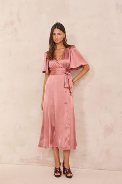 Picture of LONG SATIN WRAP DRESS BORA